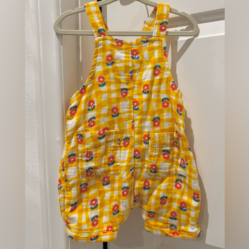 Hanna Andersson Yellow Floral Baby Muslin Shortalls 6-12 months